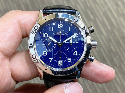 -Like New *Price On Request*- Breguet Type XX Platinum Blue 3820 Full Service Done Nov 2019
